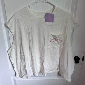 Ascot and Hart Womens Size 2X Off-White Hawaii Paradise City Muscle‎ Tee  NWT